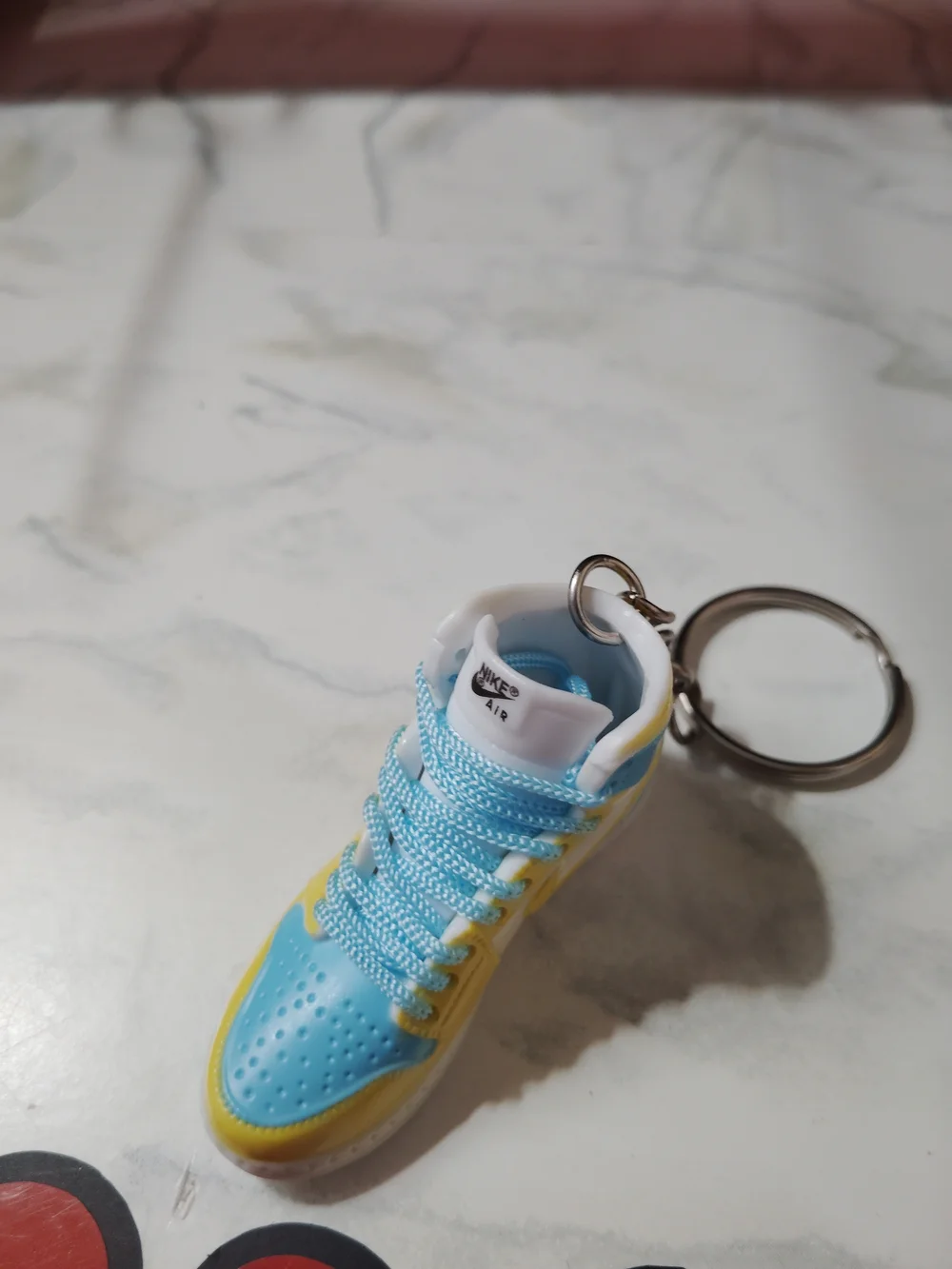Kids Blue and Yellow Sneaker Keychain - Mini Shoe Accessory